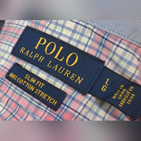 Polo Ralph Lauren Men's Button Up Shirt Slim Fit Cotton Stretch Check Pony Large - Picture 3 of 16